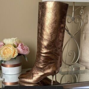Zara Shimmering Copper Heeled Boots